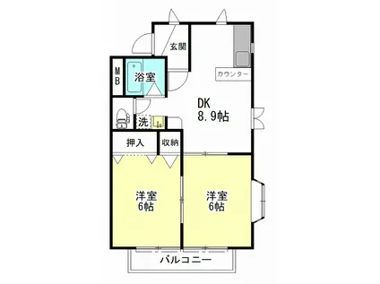 セントラルハイム105(2DK/2階)の間取り写真