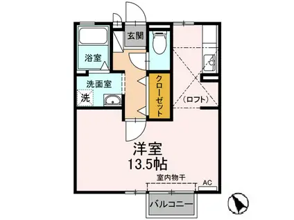 アヴェニュー小松寺(ワンルーム/1階)の間取り写真