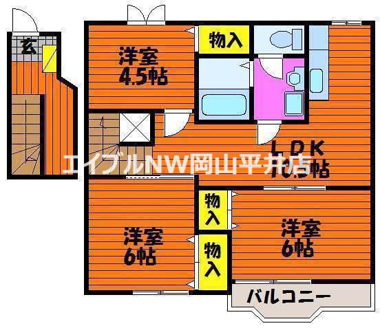 クレストール牟佐(3LDK/2階)の間取り写真