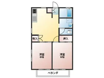 コーポさかえ(2DK/2階)の間取り写真