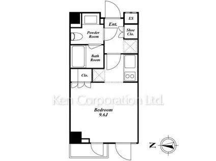 リテラス白金台(ワンルーム/4階)の間取り写真