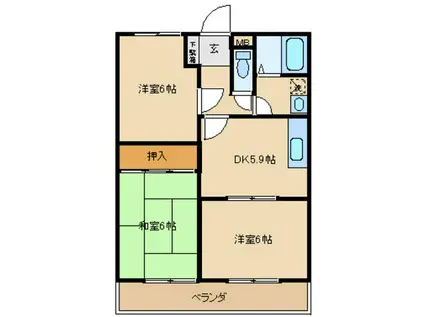 カステリヨ三光(3DK/2階)の間取り写真