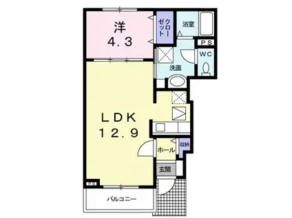 ラーマII(1LDK/1階)の間取り写真