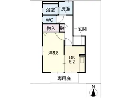 コスモハイツII(1DK/1階)の間取り写真