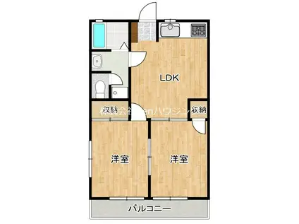 コーポ落合 A棟(2LDK/2階)の間取り写真