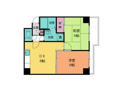 千本エレガンス(2DK/4階)の間取り写真