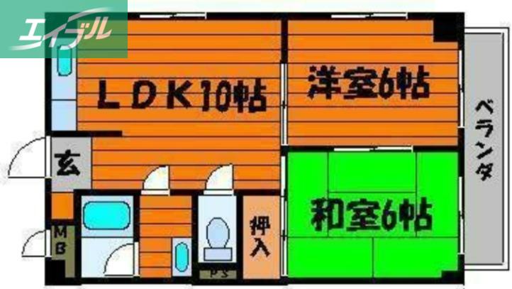センチュリー旭川(2LDK/4階)の間取り写真