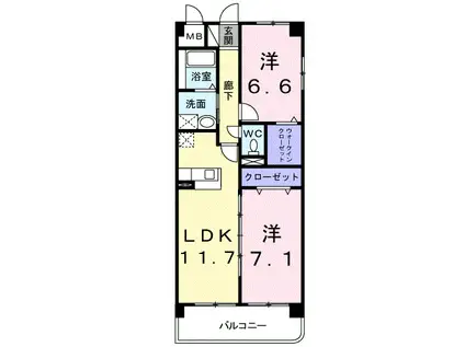 サンビオラ(2LDK/3階)の間取り写真