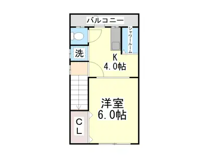 カーサ原田通(1K/2階)の間取り写真