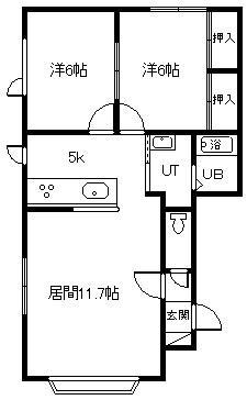 フェンネル(2LDK/1階)の間取り写真