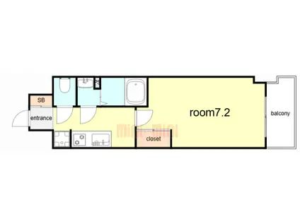 GENOVIA神戸湊川公園(1K/7階)の間取り写真