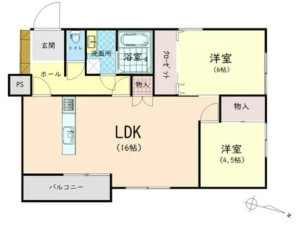 カッパビル(2LDK/2階)の間取り写真