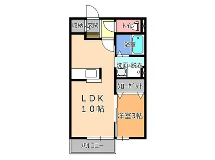 ルコネッサンス・メルシー D(1LDK/1階)の間取り写真