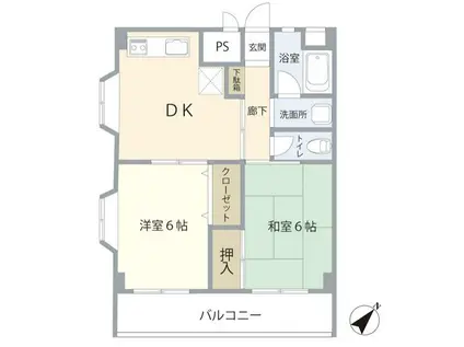 東海マンション(2DK/4階)の間取り写真