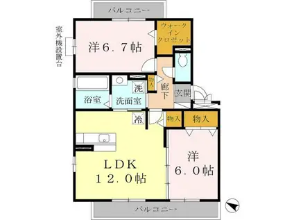 牛滝欅荘(2LDK/3階)の間取り写真