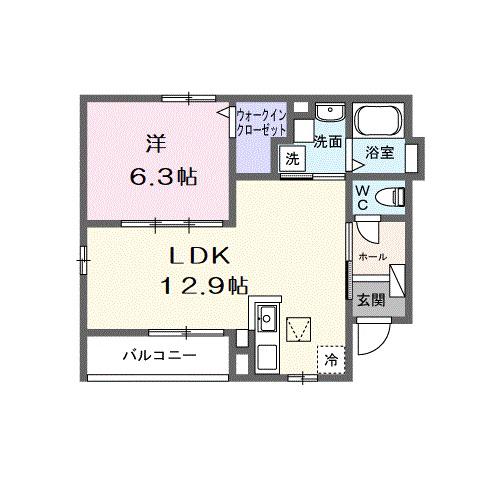 ブリリアントII(1LDK/1階)の間取り写真