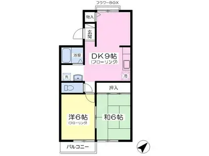 メゾン長命(2DK/3階)の間取り写真