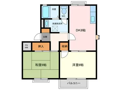 シャネルスイート(2DK/2階)の間取り写真