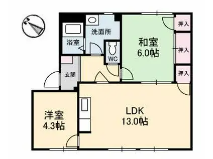 フレグランス大野(2LDK/1階)の間取り写真