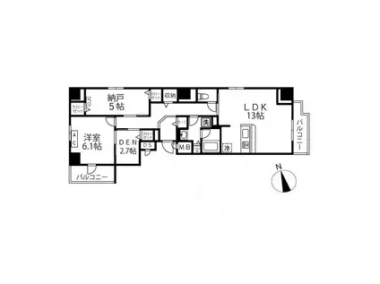 RAVIR RESIDENCEA(1SLDK/8階)の間取り写真