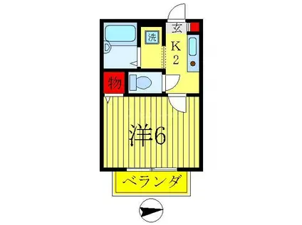 フローラジュン(1K/2階)の間取り写真