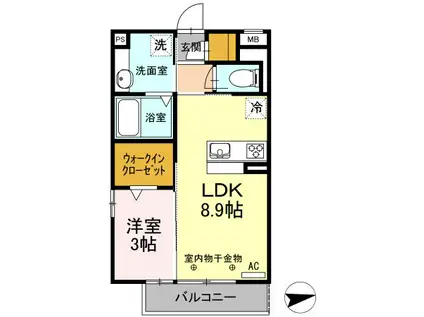 エムズモンピュール49(1LDK/2階)の間取り写真