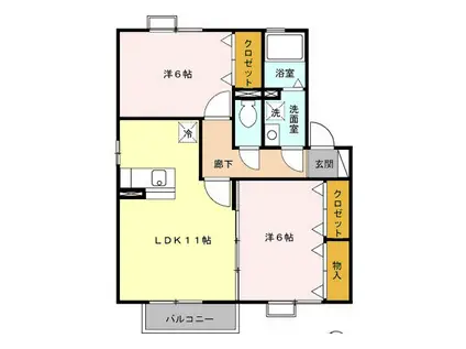 コーラル ショアII(2LDK/1階)の間取り写真