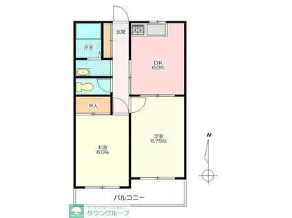 ラ・フランセ(2DK/2階)の間取り写真