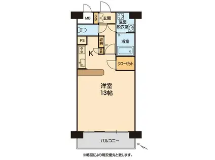 レインボーヒルズ(ワンルーム/3階)の間取り写真