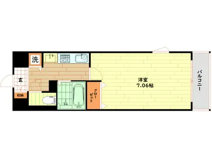 クレアートアドバンス大阪城南(1K/8階)の間取り写真