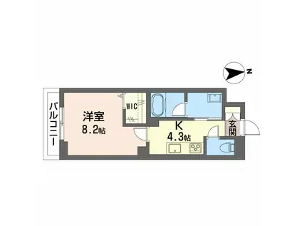 グランクレスト(1K/2階)の間取り写真