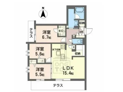 ベルスウィート(3LDK/1階)の間取り写真