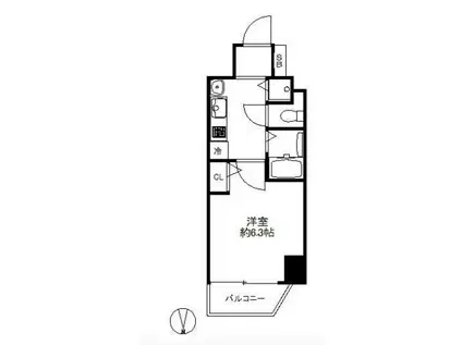 スワンズ心斎橋イースト(1K/10階)の間取り写真
