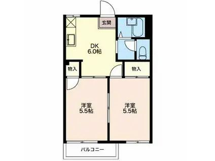 ボナール今本A(2DK/1階)の間取り写真