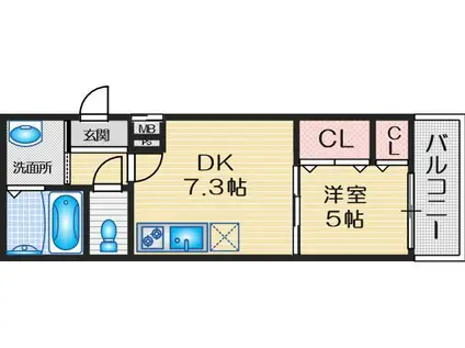 フジパレス吹田I番館(1DK/2階)の間取り写真