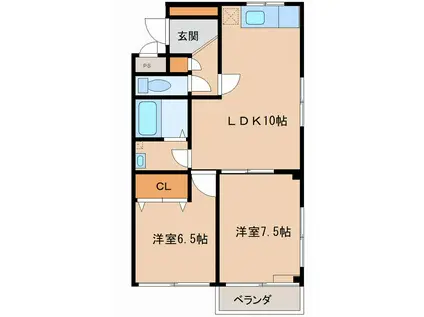 ベルトピアKITADAI(2LDK/2階)の間取り写真