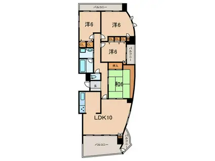 カウム芦屋(4LDK/3階)の間取り写真