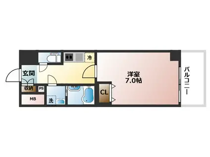 ファーストフィオーレ難波南パークサイド(1K/11階)の間取り写真