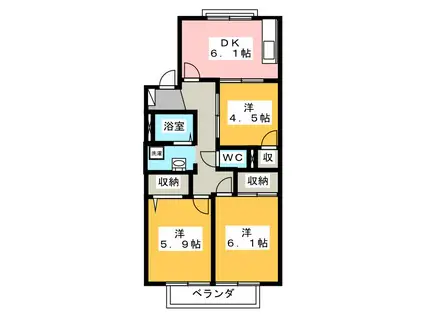 ランディングプレイス A(3DK/1階)の間取り写真