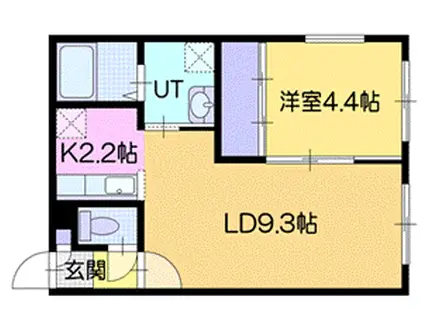 ミアモリエ新札幌(1LDK/2階)の間取り写真