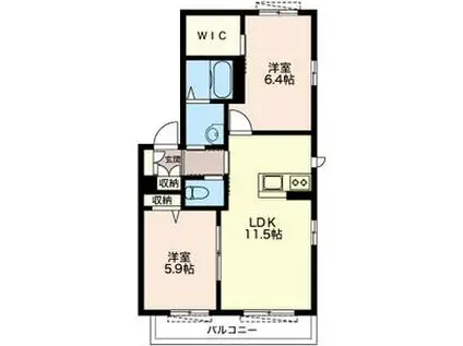 フォレスターI シャーメゾン(2LDK/1階)の間取り写真
