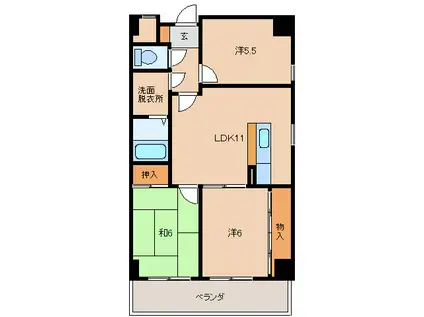 千代グランドマンション(3LDK/12階)の間取り写真