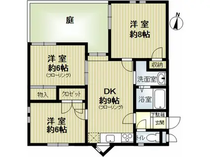 アークサイド魚崎(3DK/1階)の間取り写真