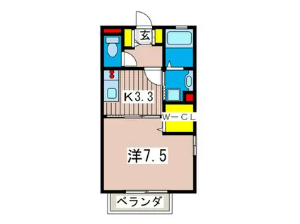 ラフォンテ富岡(1K/2階)の間取り写真