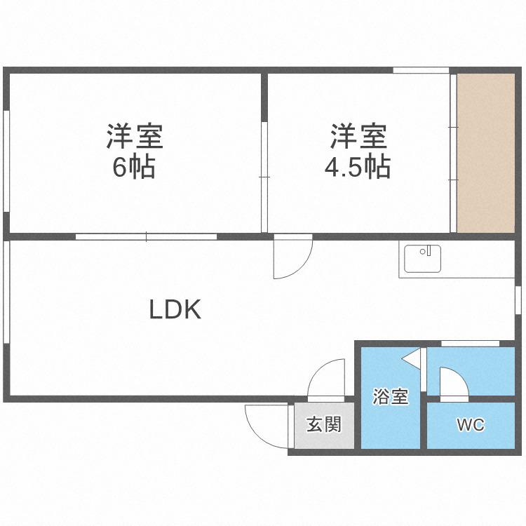 アーバンハイツ(2LDK/2階)の間取り写真