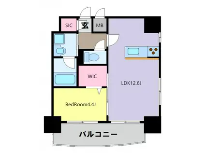 プレジデンス ざ旦過(1LDK/5階)の間取り写真