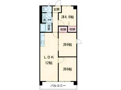小山サンハイツ2(3LDK/3階)の間取り写真
