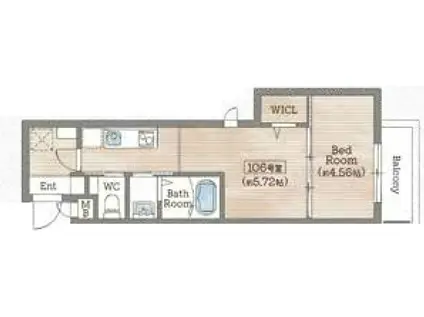 AILE御影塚町(1DK/1階)の間取り写真