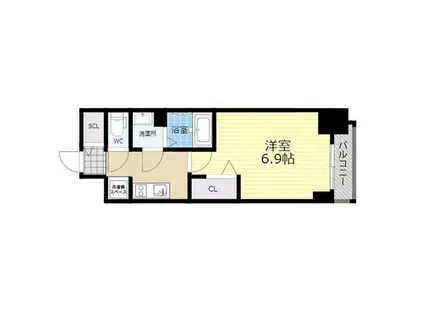 プレサンス東別院駅前II(1K/2階)の間取り写真