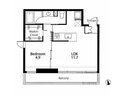VILLA RONDOヴィラロンド(1LDK/4階)の間取り写真